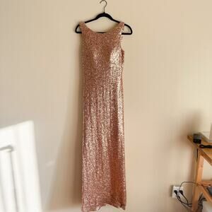 Christina Wu Sparkling Gold Maxi Dress